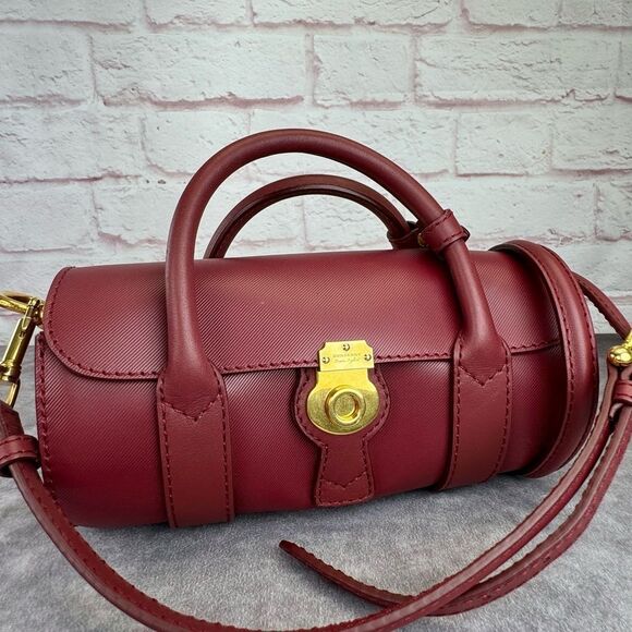 Burberry DK88 Burgundy Leather Runway Barrel Bag - Picture 1 of 15